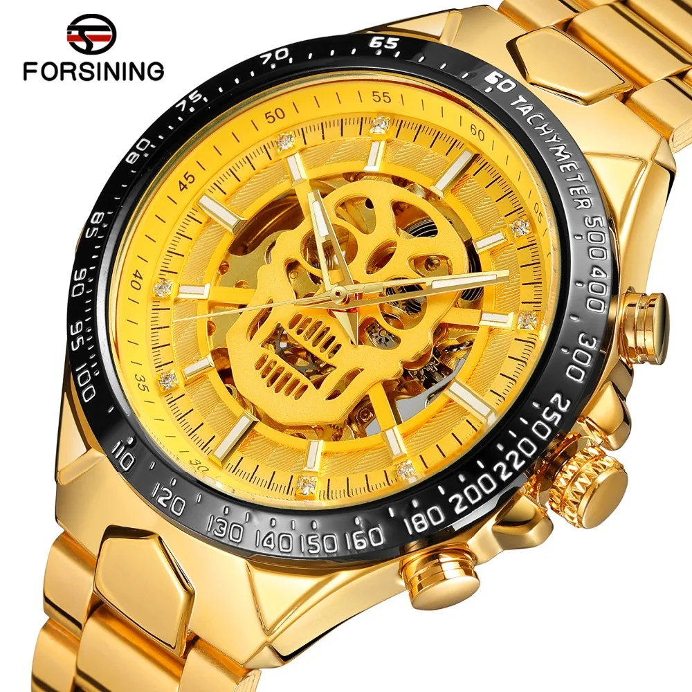 Forsining Men's Fashion Design Analog Skeleton Unique Dial Automatic Movement Stainless Steel Bracelet Wristwatch FSG8174M4 | Наручные