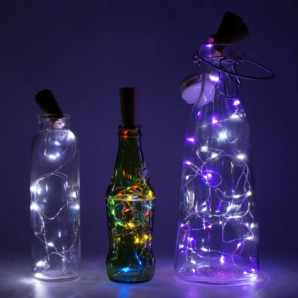 2M LED Cork light Bottle stopper lamp copper wire string Battery Powered creative Outdoor Party lantern fire tree decor | Освещение