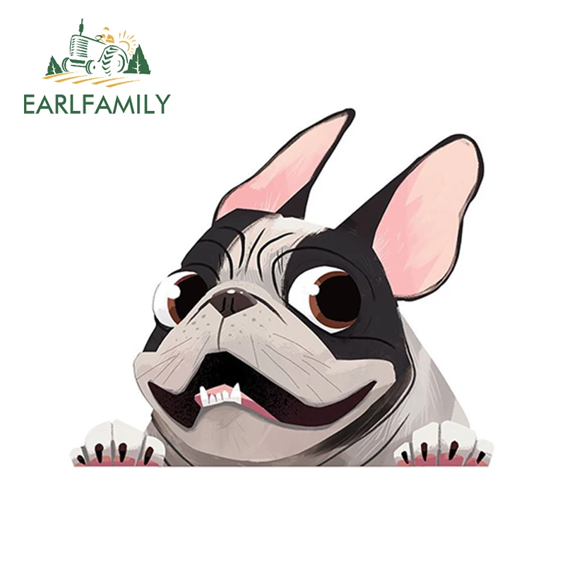 EARLFAMILY 13 см x 11 см олененок французская наклейка с бульдогом Pet виниловая наклейка с принтом собаки Животное мультфильм автомобиль наклейка s водонепроницаемый бампер аксессуары
