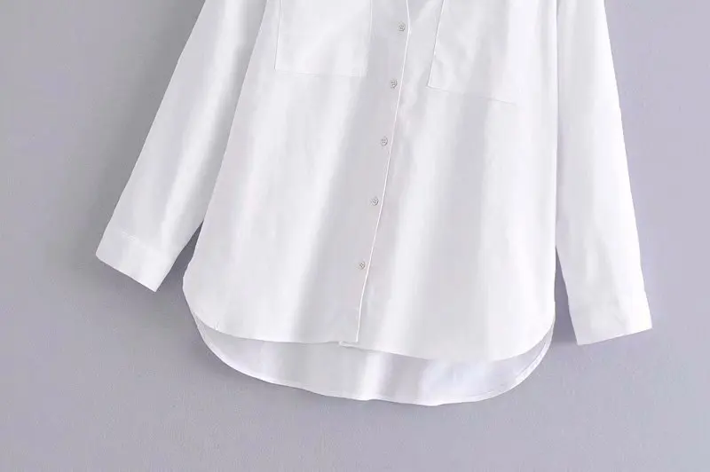 Fashion women AAZZ45-9248 European and American Wind pocket decorative Linen Shirt |