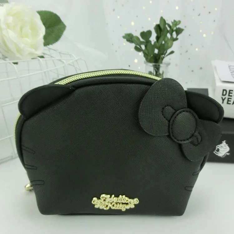 Black Клатч kitty hello kitty, одноцветная сумка для хранения на молнии, XW-230 - Цвет: Black
