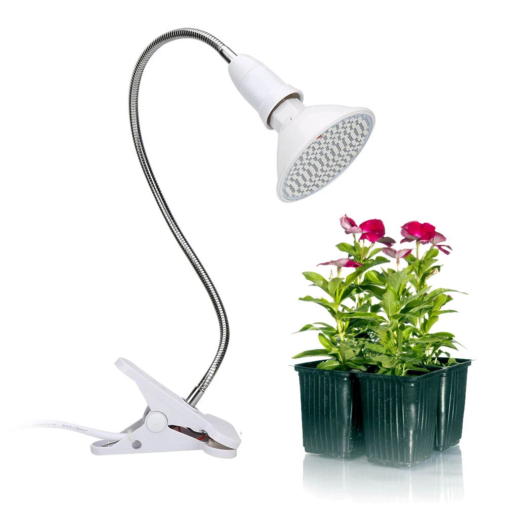 E27 полный спектр светодиодный Grow Light двойной головкой гибкий зажим свет 12 Вт лампа