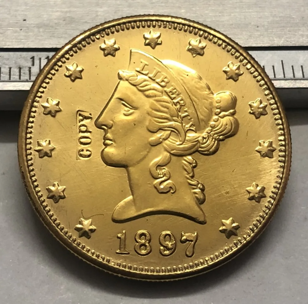 

1897 США Свобода голова (девиз на обратной стороне) $10 Золотая копия монета (Выберите любой мятный P & S & O)