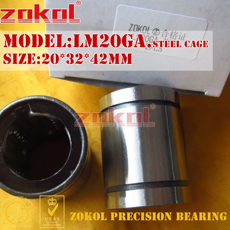 

ZOKOL LM20 GA bearing LM20GA Steel Cage linear motion bearing 20*32*42mm
