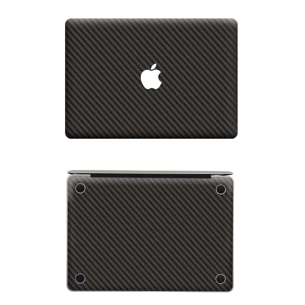 Углеродное волокно кожи клей всего тела стикер протектор Наклейка Vyncl для Macbook Pro 13 retina Air11 15 дюймов черный/серебристый - Цвет: Черный