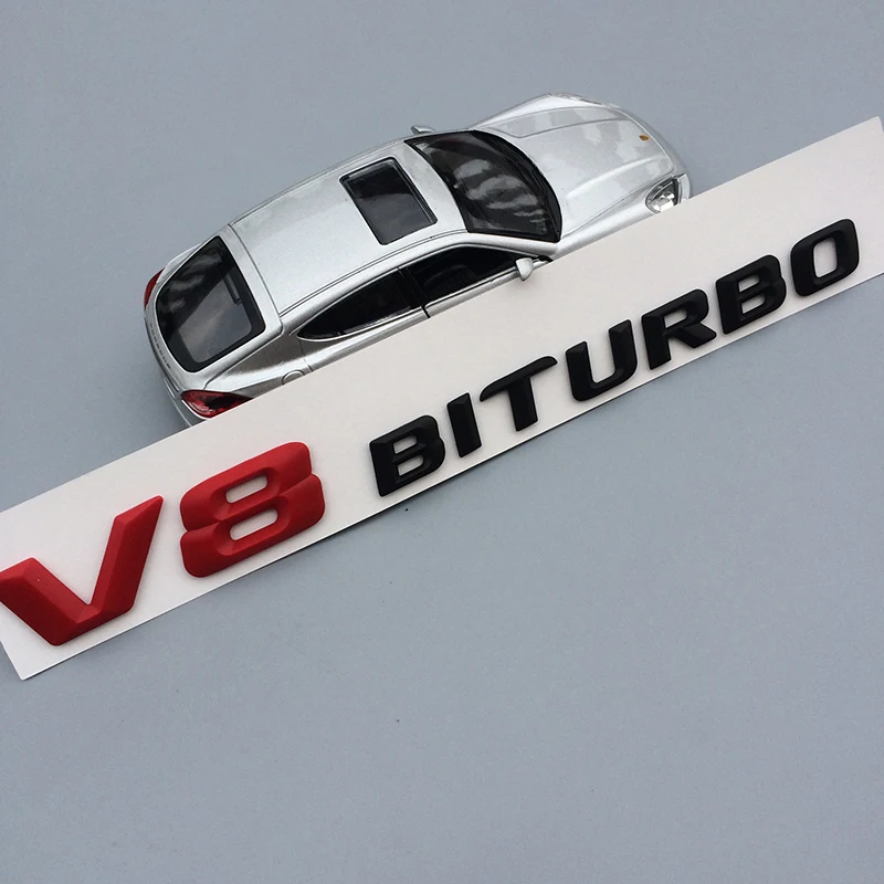 V8 red black V8 V12 BITRUBO буквы эмблема значок для Mercedes Benz C63 E300L крыло сбоку Supercharge Turbo логотип автомобиля Стайлинг переоборудование стикер - Название цвета: V8 red black