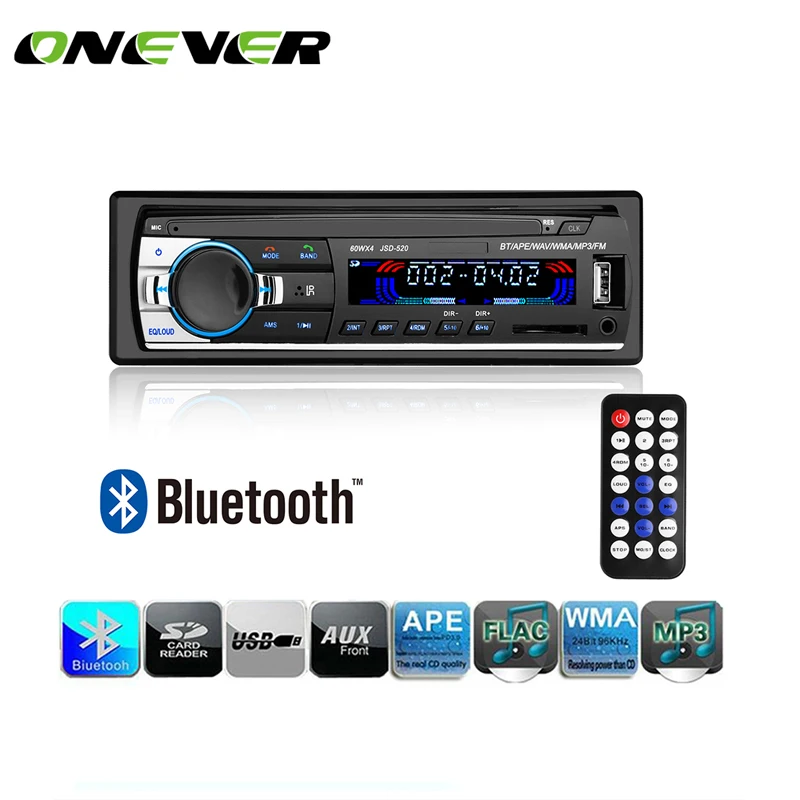 Автомагнитола Onever 60WX4 12 В Bluetooth стерео 1 Din FM Aux вход USB MP3 MMC WMA радио плеер|car radio mp3
