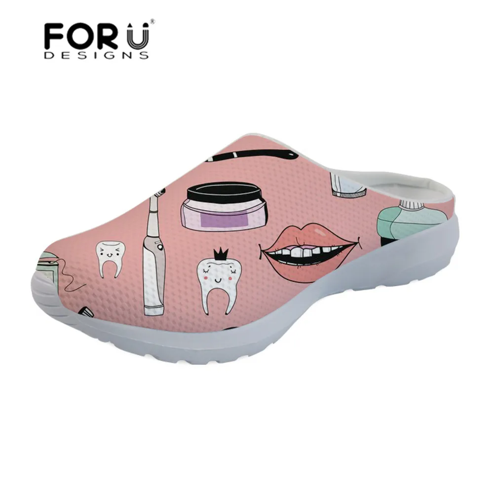 YQ602CA FORUDESIGNS/женские шлепанцы с принтом стоматолога; Летние сандалии; пляжные дышащие сандалии из сетчатого материала; Sandalias Mujer; коллекция года - Цвет: YQ602CA