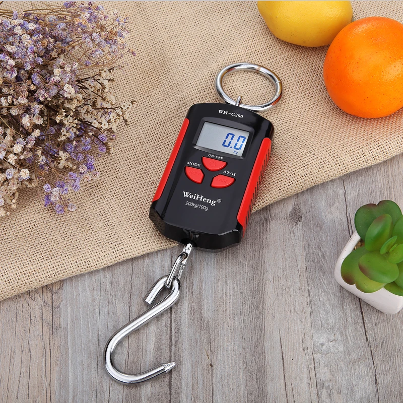 Industrial 200kg/100g Portable Digital Crane Scale Heavy Duty Hanging Hook Scale Electronic Balance Fishing weight