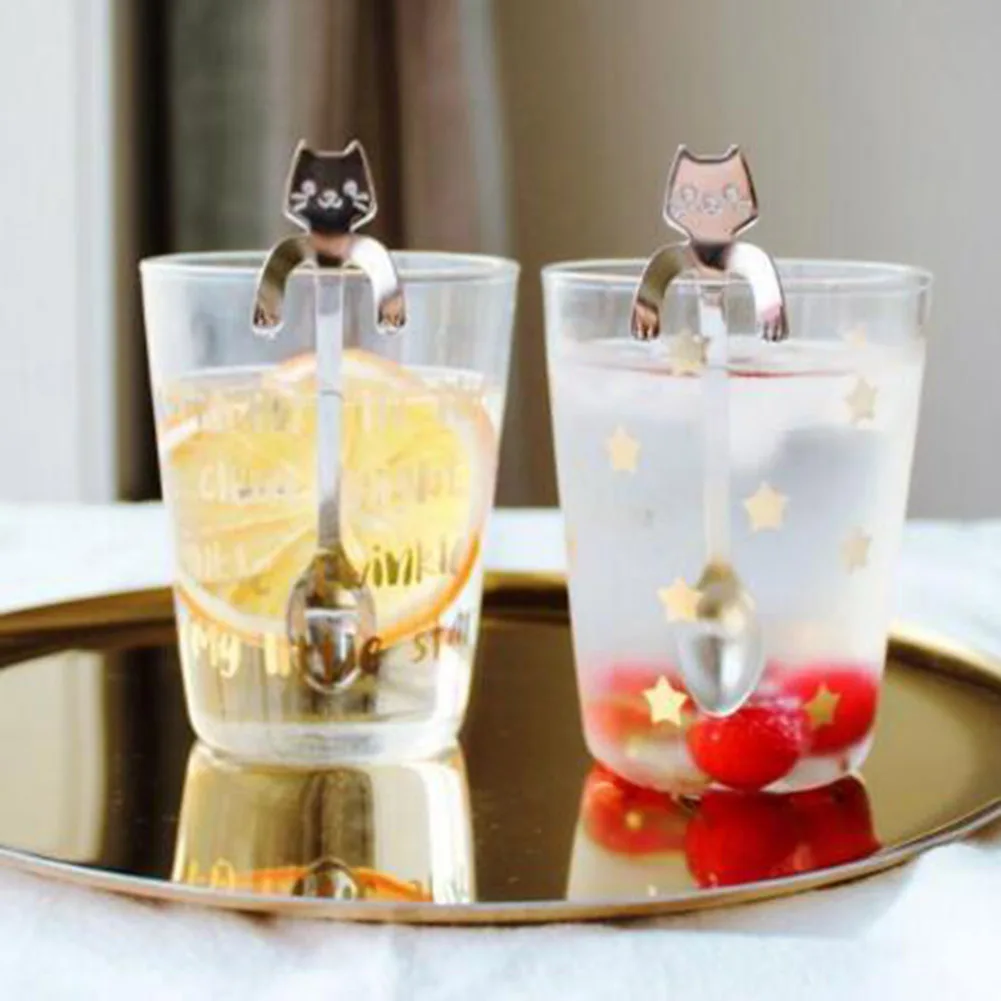 Ложка для кофе и чая мини ложка с длинной ручкой кошек творческие инструменты