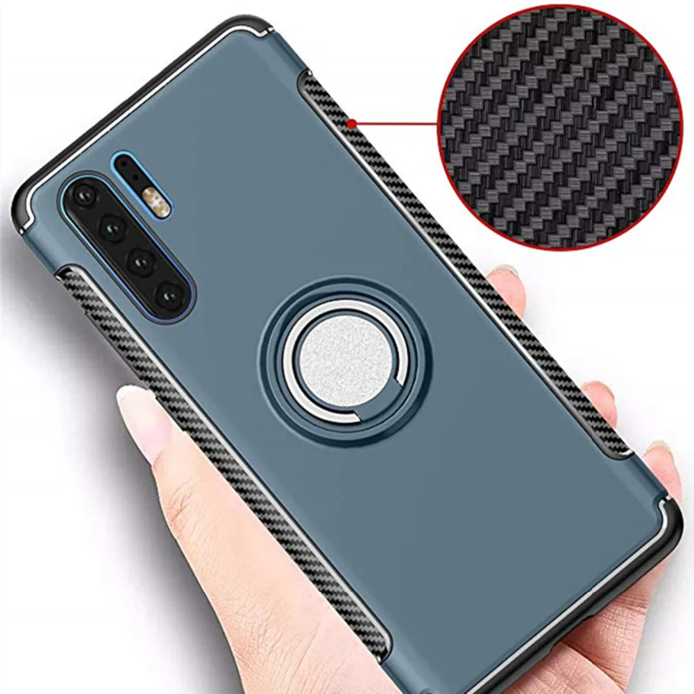 Huawei P30 Lite чехол противоударный бампер из углеродного волокна кольцо Silcone защитный чехол для huawei P30 Lite Pro Fundas Coque