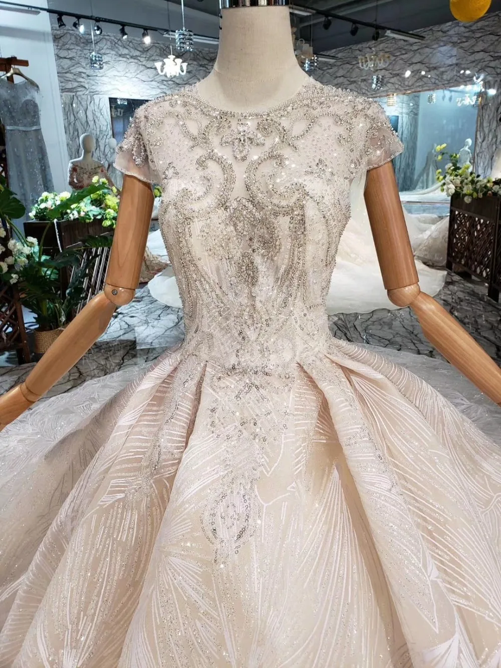 WONDMOND халат de mariée 2019 O бальное платье с круглым вырезом ручной работы свадебные