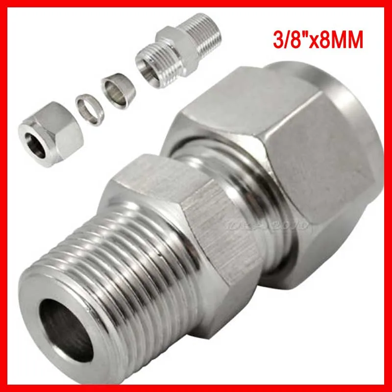 

DOUBLE FERRULE TUBE FITTING MALE CONNECTOR 8 MM ODx3/8" NPT STAINLESS STEEL SS304 5pcs/lot