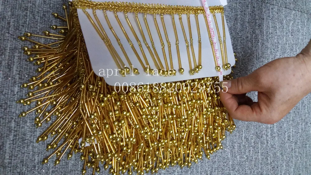 10 ярдов ширина 9 см Золотая лента с бисером кисточка бахромой для