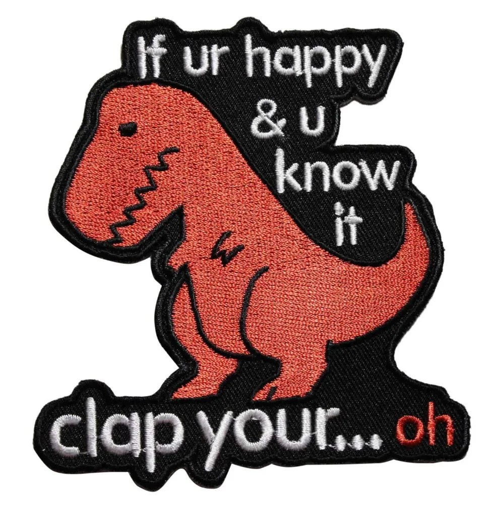 

Handmade Custom embroidered Patches cute cartoon dinosaur Iron On Patch Any design any qty welcome to customize your own patch