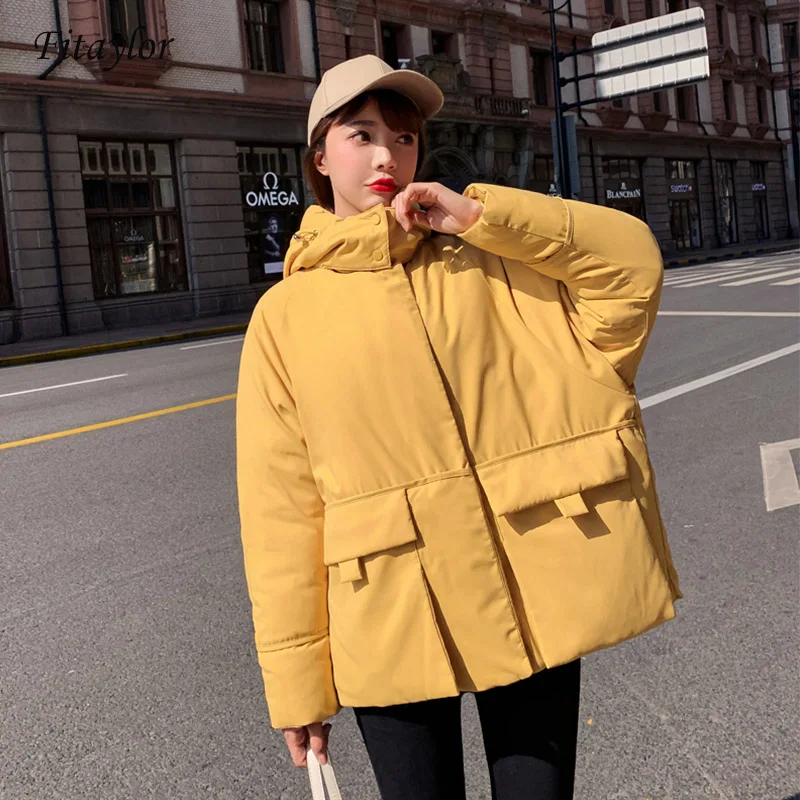 Fitaylor 2019 зимние пальто с капюшоном женские парки из хлопка на пуху большой карман