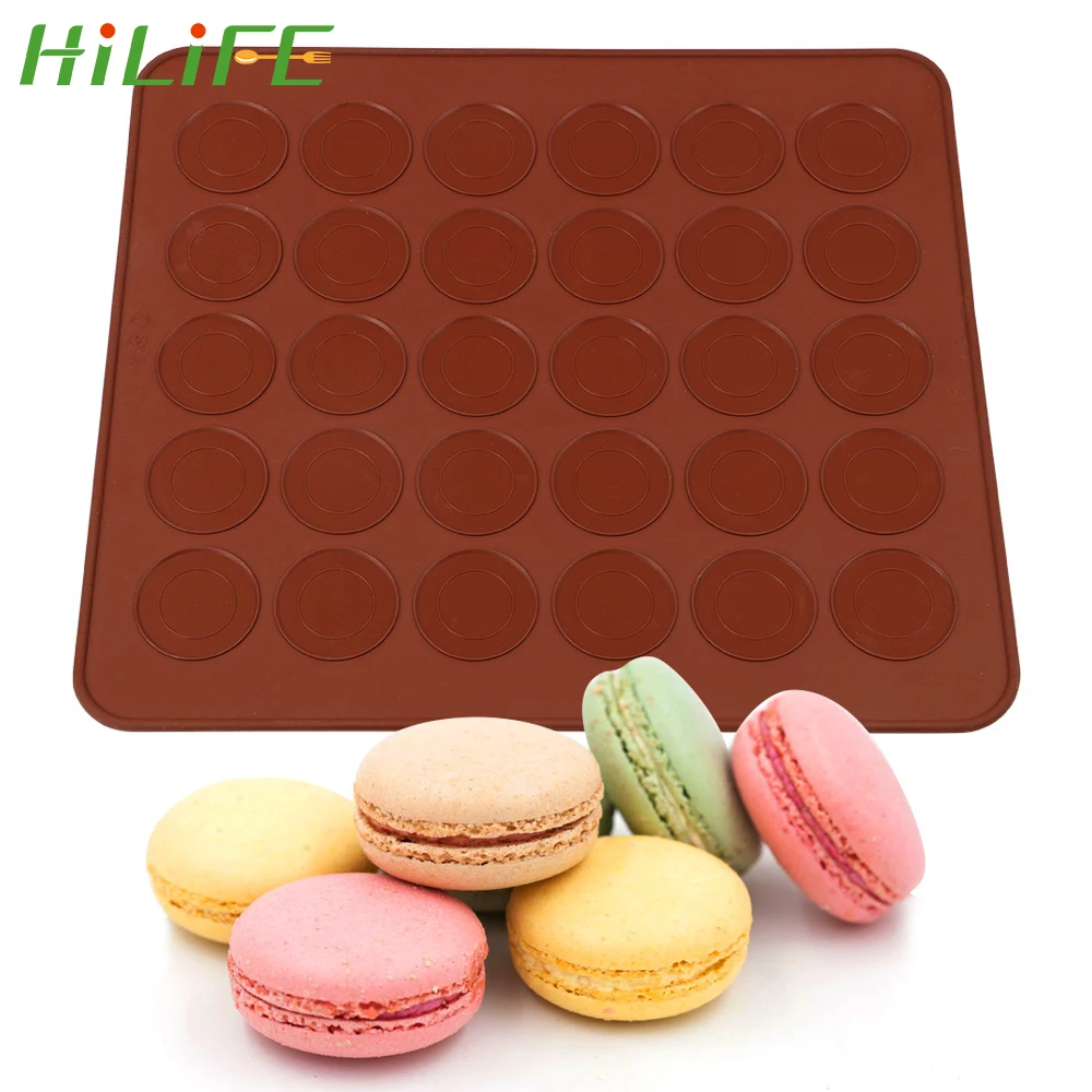 Hilife формы для выпечки лист мгновенной проявки Macaroon Кондитерские печи выпечки силиконовая выпечка пирожных макарон коврик для кухни, принадлежности 30-полость DIY пресс-форм