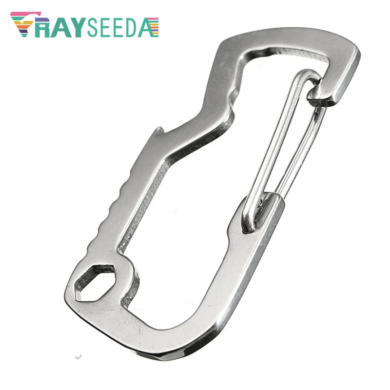 

Multifunction EDC Tool Climbing Carabiner Stainless Steel Camping Hook Clip Keychain With Bottle Opener Spanner 3 IN 1 Carabiner