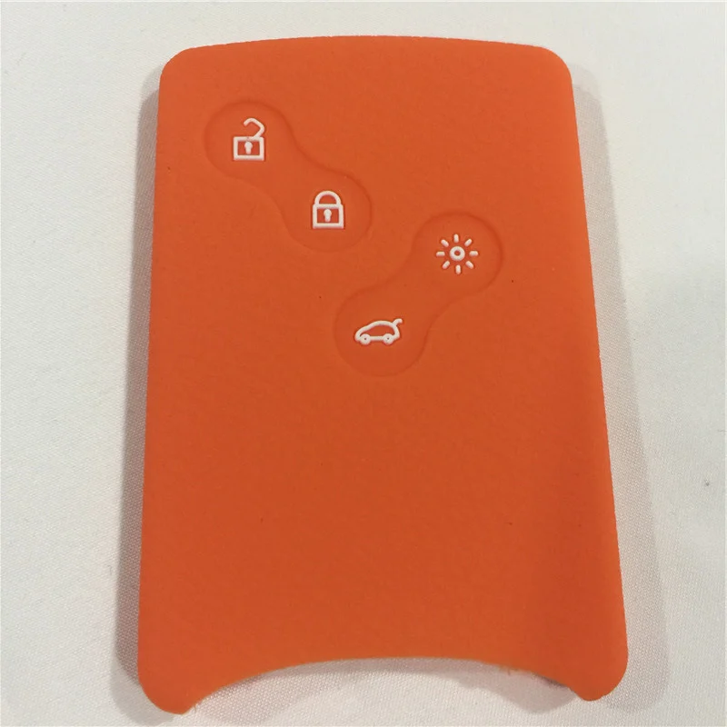 Силиконовый резиновый чехол для ключей автомобиля для Renault Clio Logan Megane 2 3 Koleos scenic card 4 кнопки дистанционного ключа - Название цвета: orange