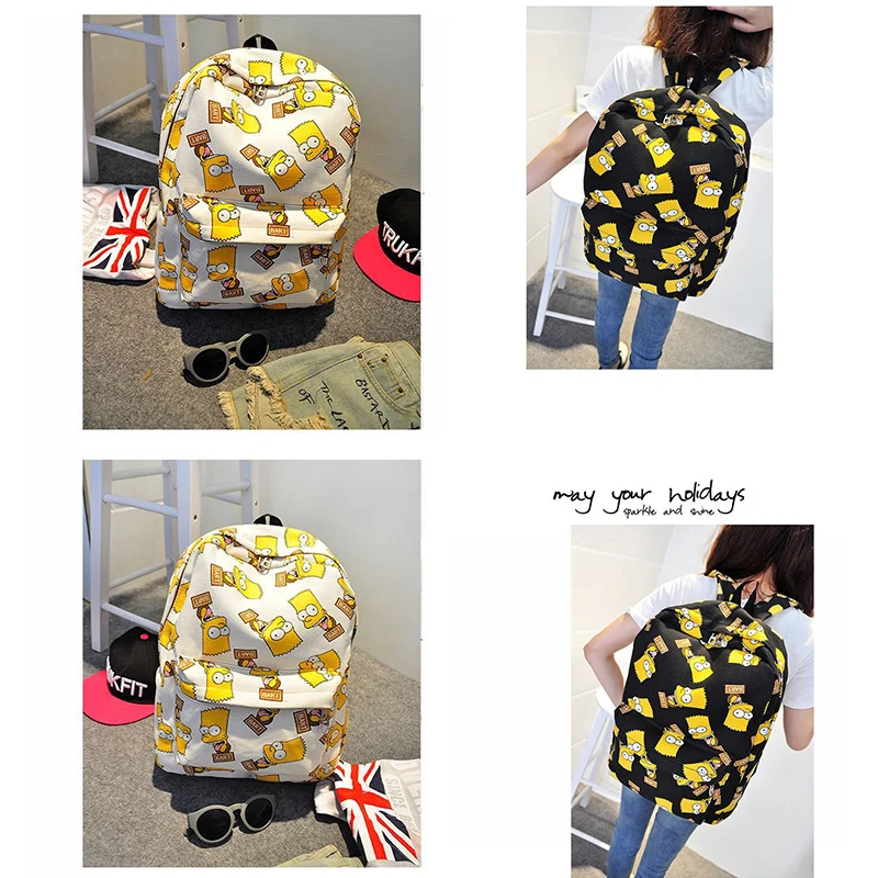 Школьный рюкзак для девочек подростков Симпсоны корейский из парусины женщин