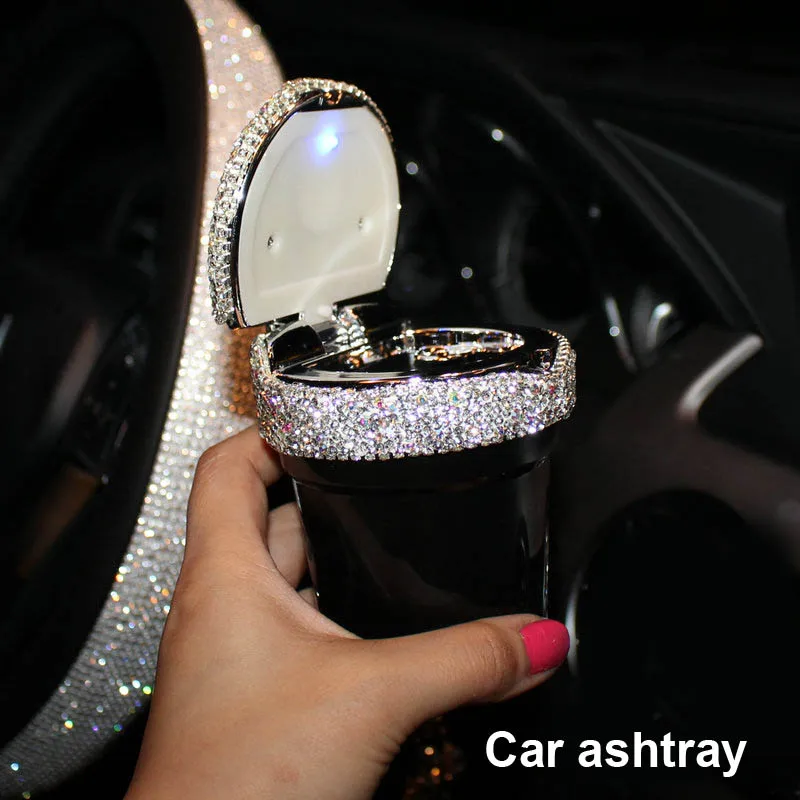 Car ashtray Креативные украшения для автомобиля с кристаллами и бриллиантами, автомобильный освежитель воздуха, держатель для телефона, коробка для салфеток, аксессуары для салона автомобиля - Название цвета: Car ashtray