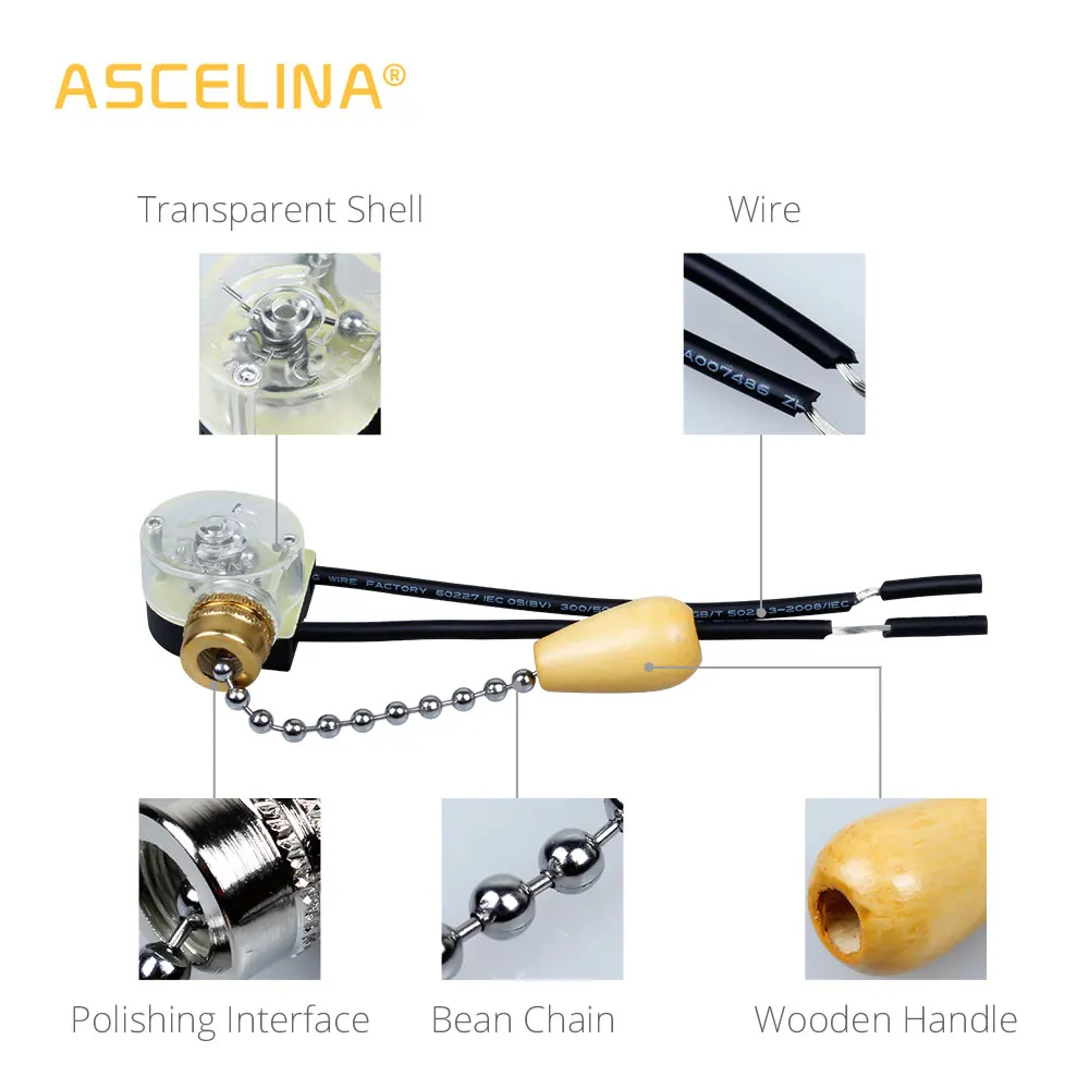 Мгновенное действие 1Ps 3A 250VAC потолочный вентилятор два провода светильник Pull Chain