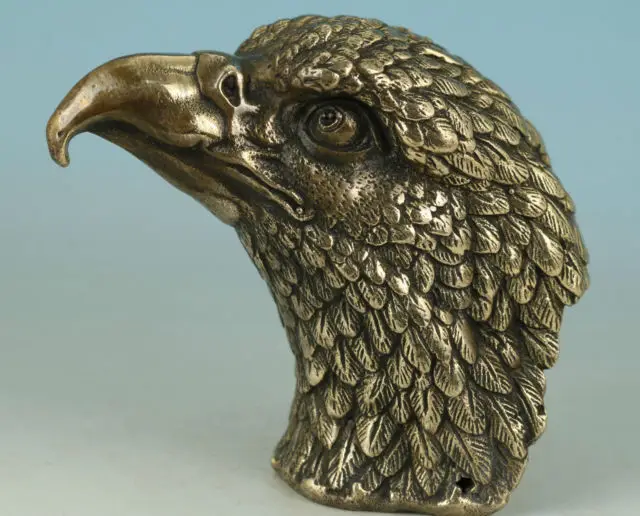 Chinese Old Lifelike Asian Chinese Old Bronze Hand Carved Eagle Heads ...