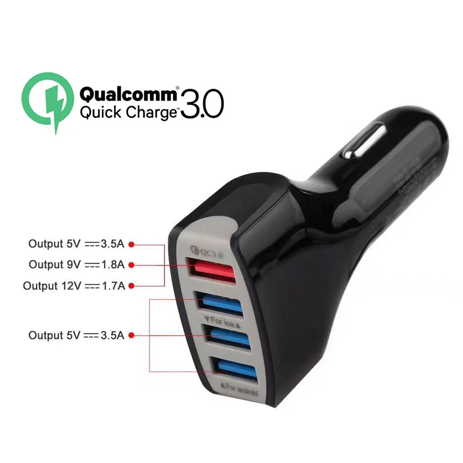 Кабель для быстрой зарядки KEXU QC3.0 автомобильное зарядное устройство зарядный