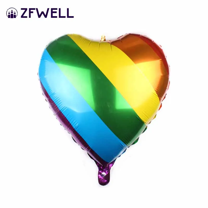 ZFWELL 3pz/лот 24-дюймовый алюминиевый шар с радужными сердечками детский день