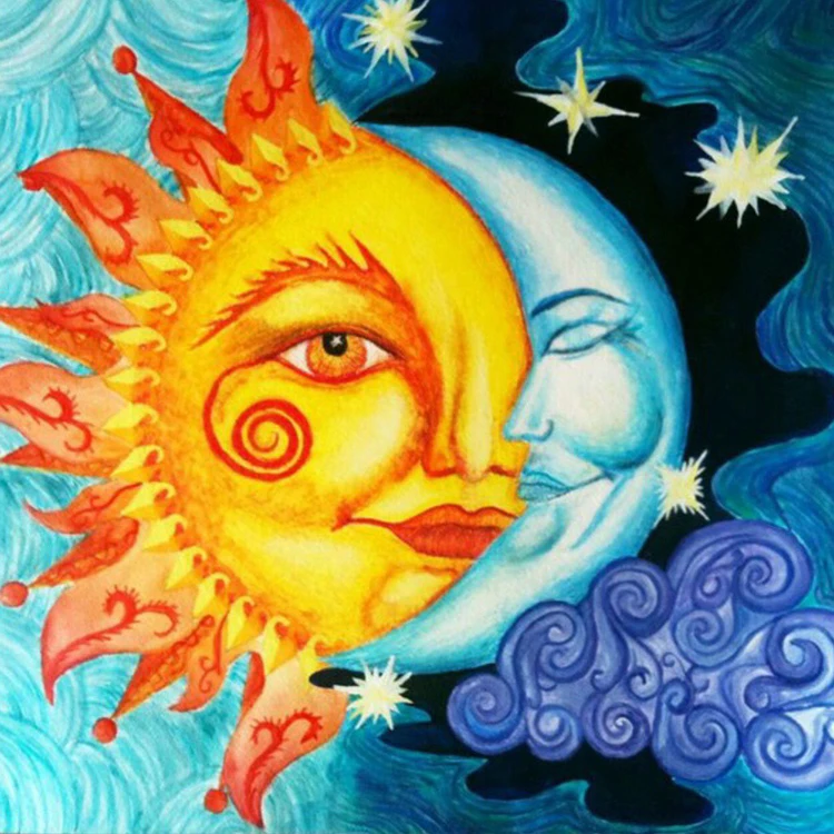 

Полноразмерная мозаика Moon with Sun, картина из смолы, вышивка 5D «сделай сам», алмазная живопись, Набор для вышивки крестиком ручной работы, поде...