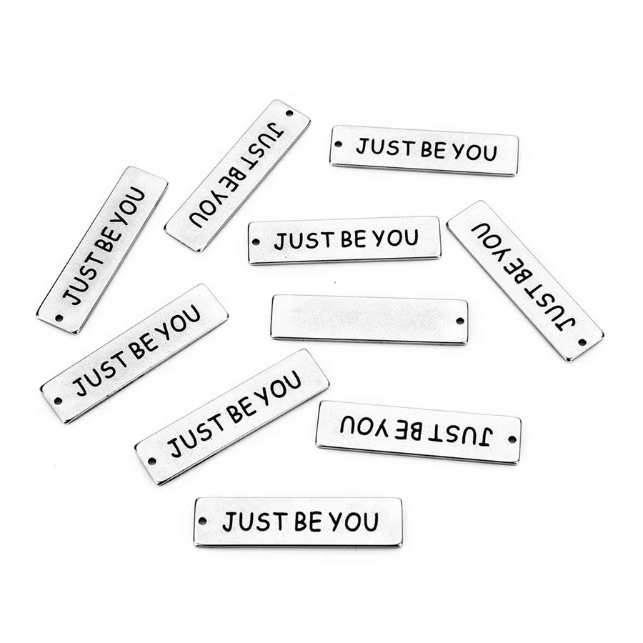 Ckysee/5 шт./лот из нержавеющей стали прямоугольные Подвески с надписью JUST BE YOU 10x40 мм