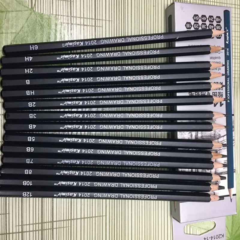 

14 Pcs/set HB 2B 6H 4H 2H 3B 4B 5B 6B 10B 12B 1B Pencils Writing Supplies Office School Supplies Sketch and Drawing Pencil Set