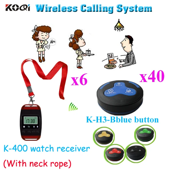 

Wireless Wrist Watch System For Restaurant Call Waiter( 6pcs watch & 40pcs call button)