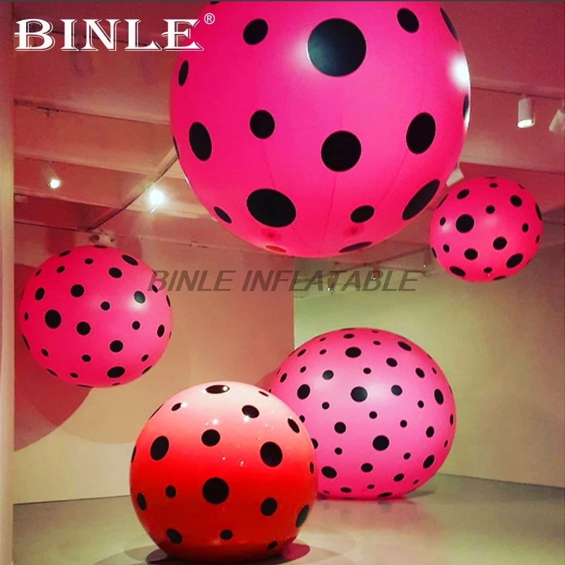 Красивые круглые точки 150cmD Оксфорд надувной шар со светодиодными лампами Потолочные Подвесные надувные
