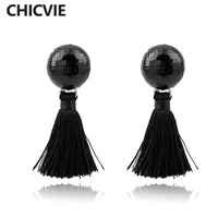 chicvie personalized tassel pendant drop earrings for women girls natural stone bead earring female gold color jewelry ser160097