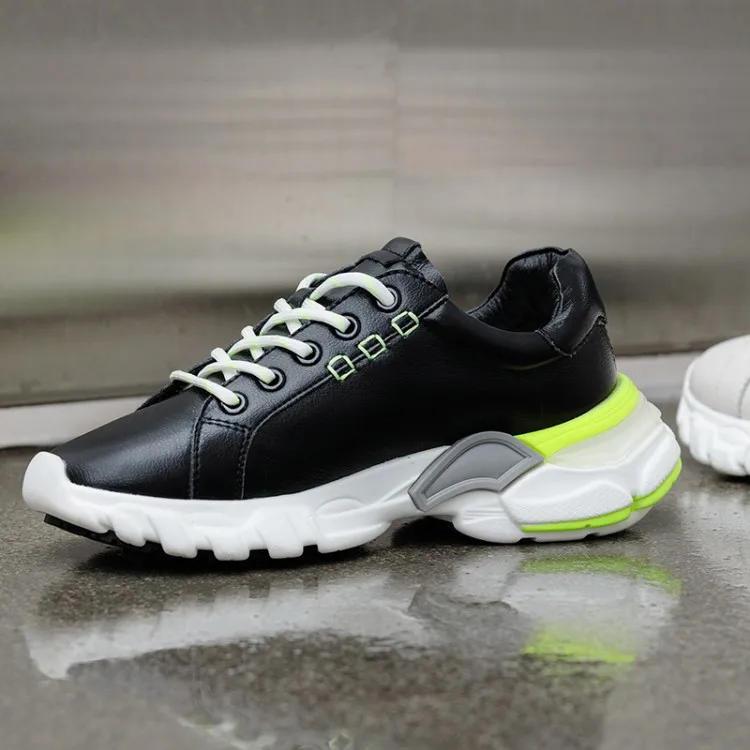 

Women Dad Sneakers 2019 Fashion Woman Casual Shoes Comfortable Breathable Soft Leather Flats Female Sneakers Female Trainers