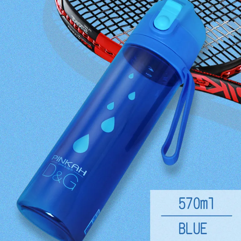 Blue PINKAH 570 мл шейкер портативная тритановая бутылка для воды BPA бесплатно пластиковая Спортивная бутылка для спорта кемпинга пешего туризма - Цвет: Blue