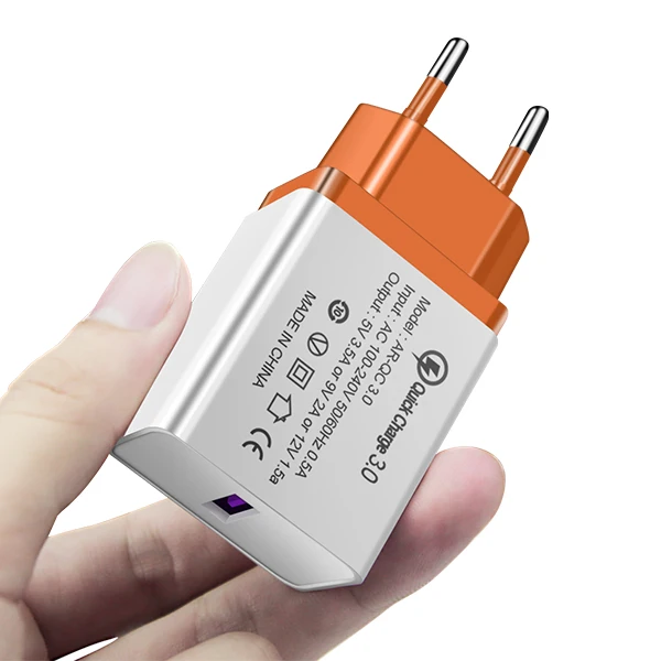 ACCEZZ 3-портовое USB зарядное устройство Quick Charge 3,0 для iphone 8 X Быстрая зарядка для samsung S8 huawei Xiaomi EU штепсельный телефонный настенный адаптер - Тип штекера: 1 Port Orange