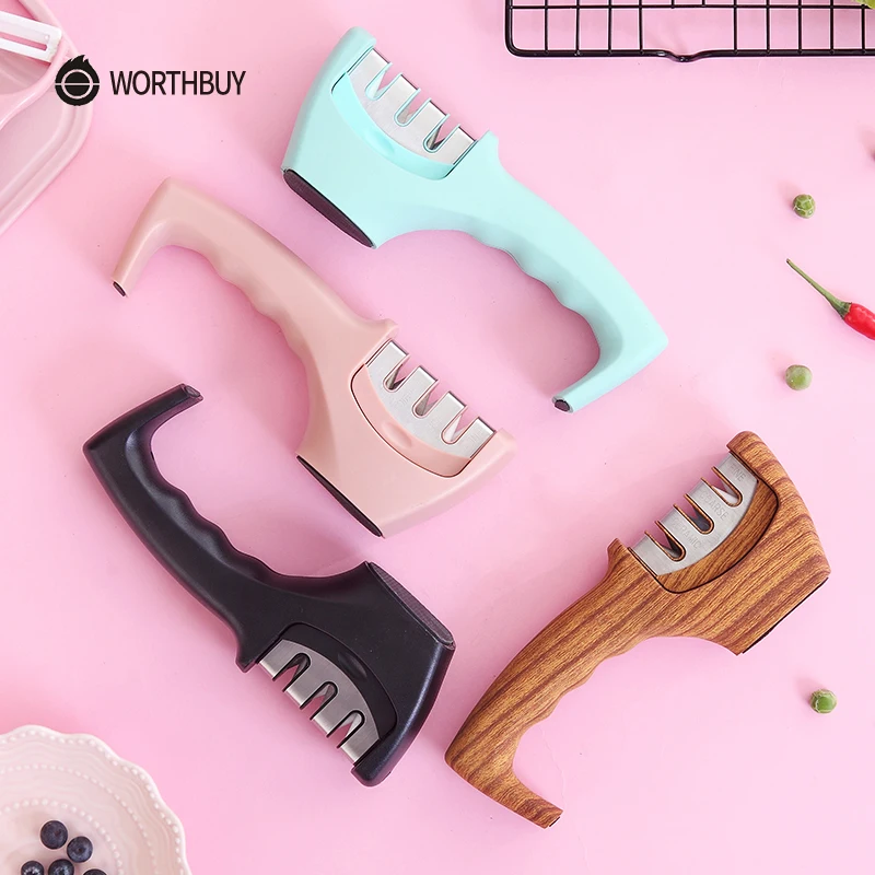 

WORTHBUY Professional Knife Sharpener 3 Stages Ceramic Diamond Tungsten Steel Kitchen Sharpening Non-Slip Kitchen Sharpener Tool