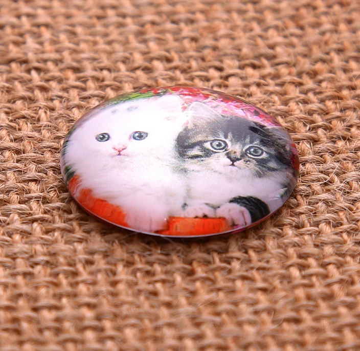 24pcs 12mm 14mm 16mm Lovely Cat Dog pattern Round  Handmade Photo Glass Cabochons & DIY Handmade Cabochon beads Glass Dome Cover