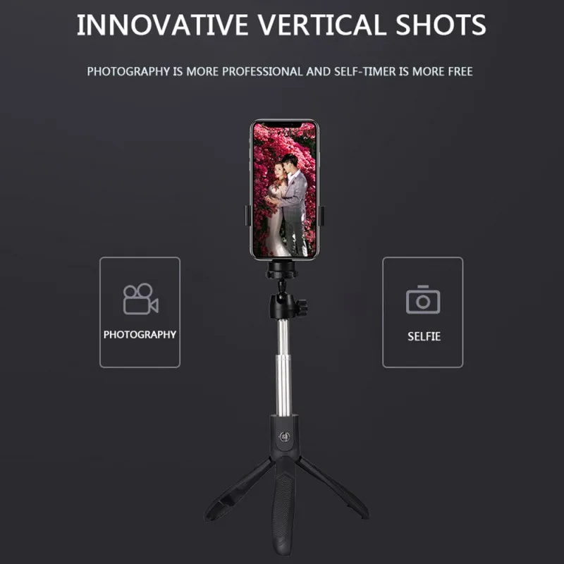 Стоящий палка для сэлфи черного цвета Bluetooth 4 0 ручной складываемый держатель