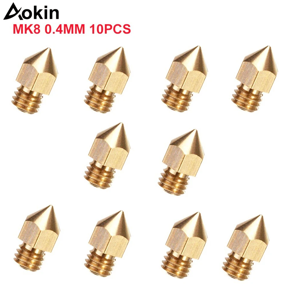 

10pcs 0.2 0.3 0.4 0.5 0.6 0.8 1.0 mm MK8 Extruder Nozzle 1.75mm 3.0mm for 3D Printer Makerbot Anet A8 Creality CR-10 CR-10S S4