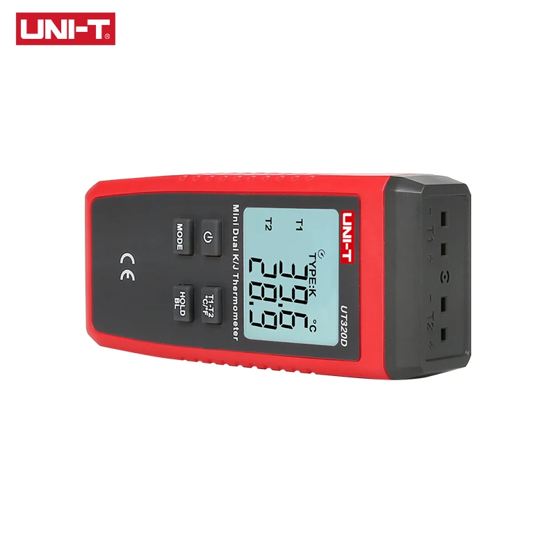 UNI-T UT320D мини-контактный термометр, двухканальный K/J термопары данные термометра, чтобы держать выключен автоматически