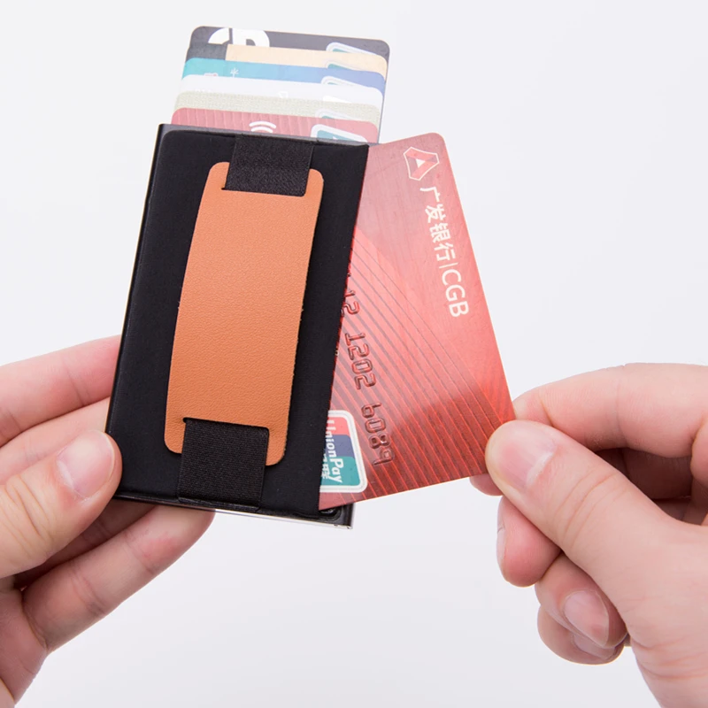 Бизнес Алюминиевый футляр для карт мужской модный RFID кошелек всплывающий парча продукт держатель карт высокое качество путешествия бандаж RFID чехол
