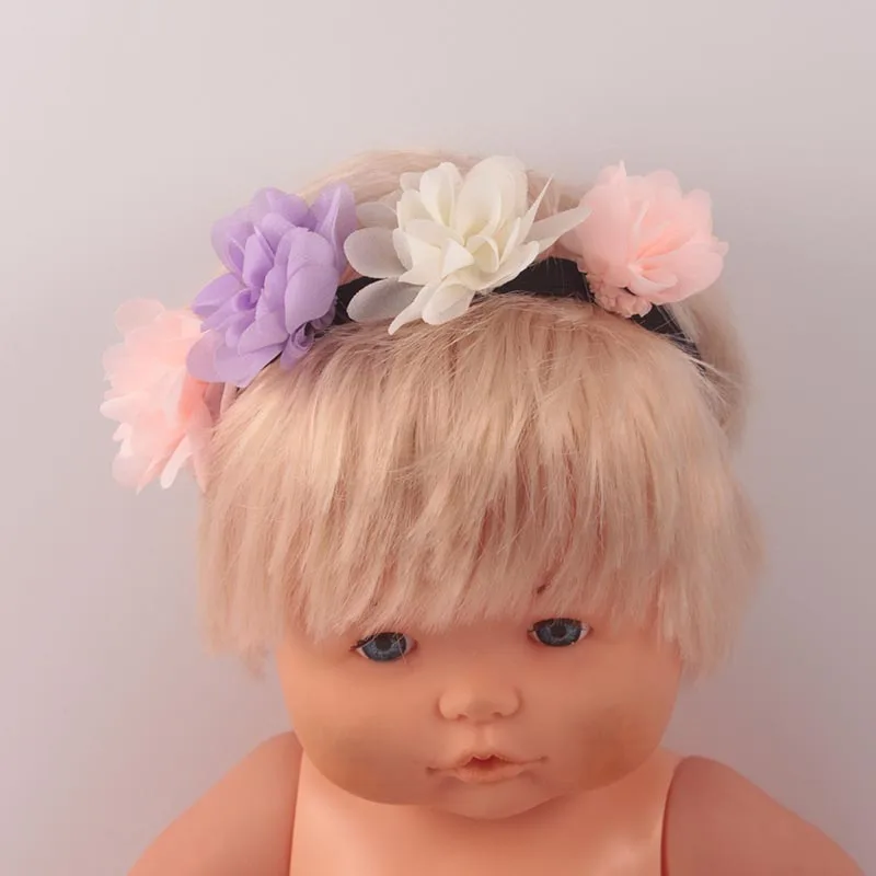 16inch Nenuco Doll Accessories Multicolor flower Headband DIY Chiffon fabric Elastic Hair Bands for 41CM | Игрушки и хобби