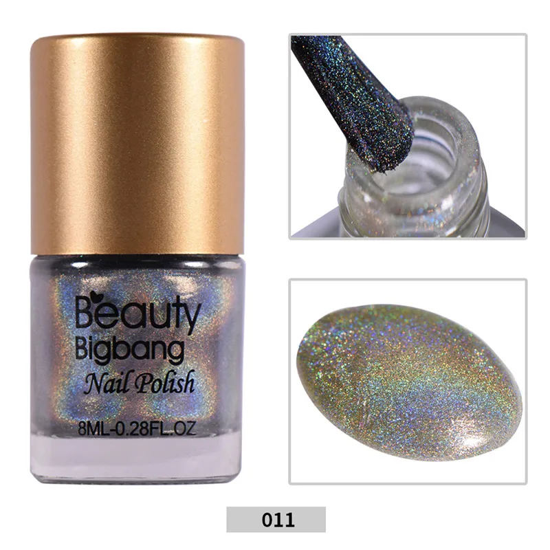 BeautyBigBang 12 цветов 8 мл голографический с голографическим блеском лак для ногтей Голограмма Эффект лак для ногтей инструменты для дизайна ногтей Полировка - Цвет: 011