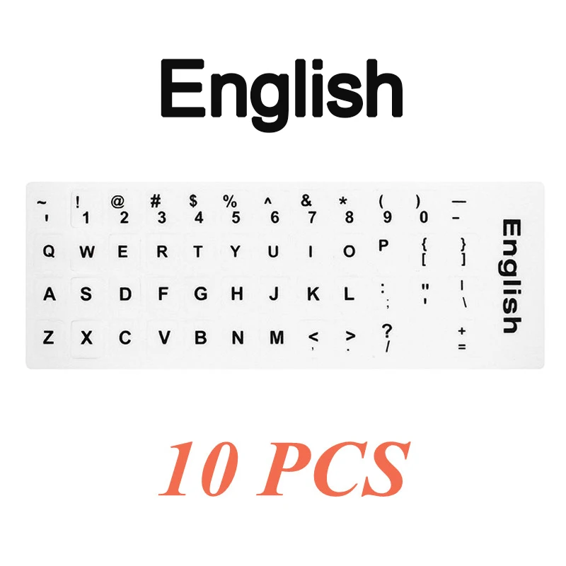 English-10 PCS-White 10 шт русский/английский/французский ПК Клавиатура Наклейка ПВХ матовая/глянцевая алфавитная раскладка ноутбук ПК настольная клавиатура наклейка - Цвет: English-10 PCS-White