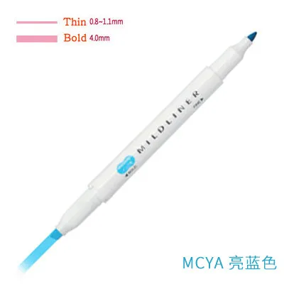 MBL MCYA 1PC Japanese stationery zebra Mild liner double headed fluorescent pen hook pen highlighter pen color Mark pen kawaii - Цвет: MBL MCYA