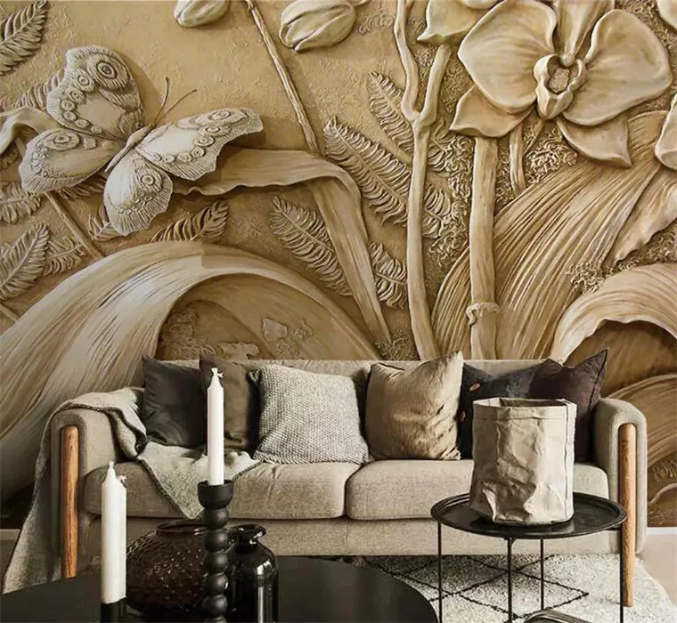 

3D embossed orchid butterfly Wallpapers Background Wall Murals 3d Wall Paper Decorative Wallpaper for bedroom walls