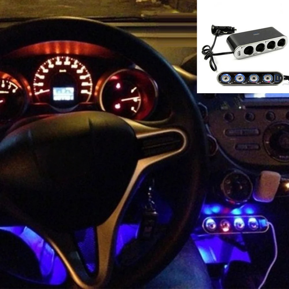 Автомобиль авто прикуривателя сплиттер + Порты usb переходник Стайлинг 12 V 24 4